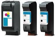 Remanufactured HP 17 (C6625AN) High Capacity Colour 38ml and 2 x Remanufactured HP 15 (C6615DN) High Capacity Black 25ml Ink Cartridges